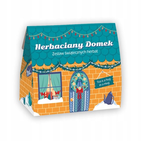ŚWIĄTECZNY ZESTAW PREZENTOWY "HERBACIANY DOMEK" 5 SMAKÓW HERBAT SYPANYCH - PREZENT UPOMINEK NA MIKOŁAJA ŚWIĘTA GWIAZDKĘ BOŻE NARODZENIE POD CHOINKĘ DLA KOBIETY FACETA