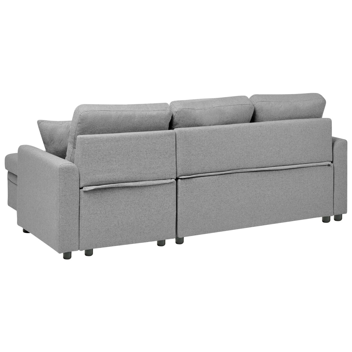 Narożnik rozkładany NASSJO Len syntetyczny Szary dla 3 osób Lewostronny