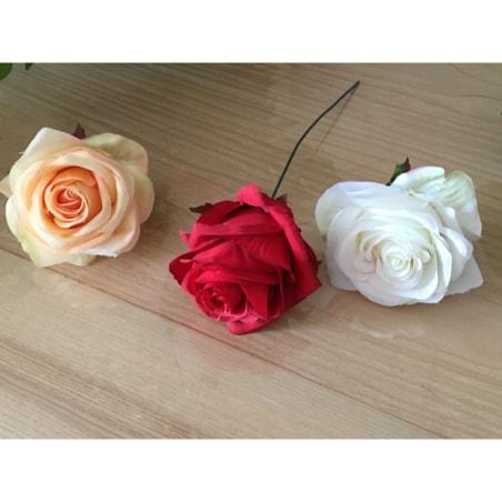 6x RÓŻA SZTUCZNA główka kwiatowa wyrobowa STROIKA biała ładna kompozycja