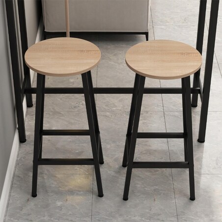 2x krzesło wysokie hoker barowy kuchenny stołek taboret metalowy dąb 65 CM