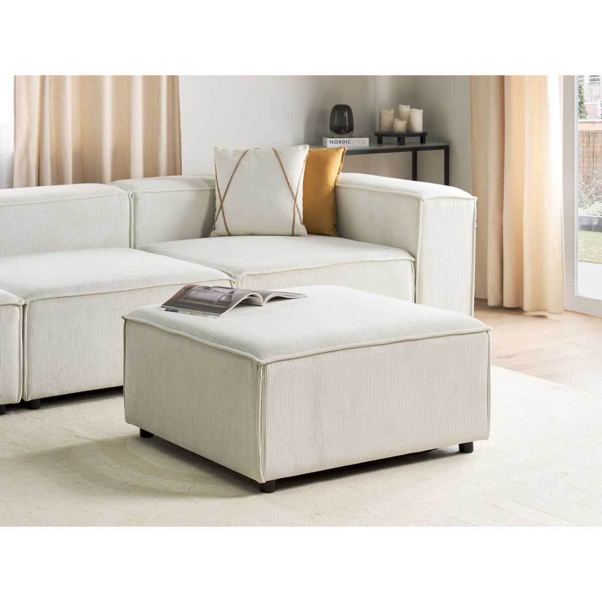 Otomana ARDAL Sztruks Złamana biel