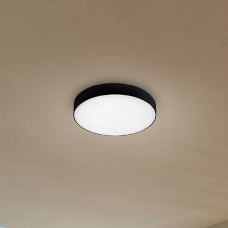 Łazienkowa LAMPA plafon TARTU 7897 Rabalux metalowa OPRAWA sufitowa LED 18W 2800K - 6000K plafoniera okrągła IP44 czarna