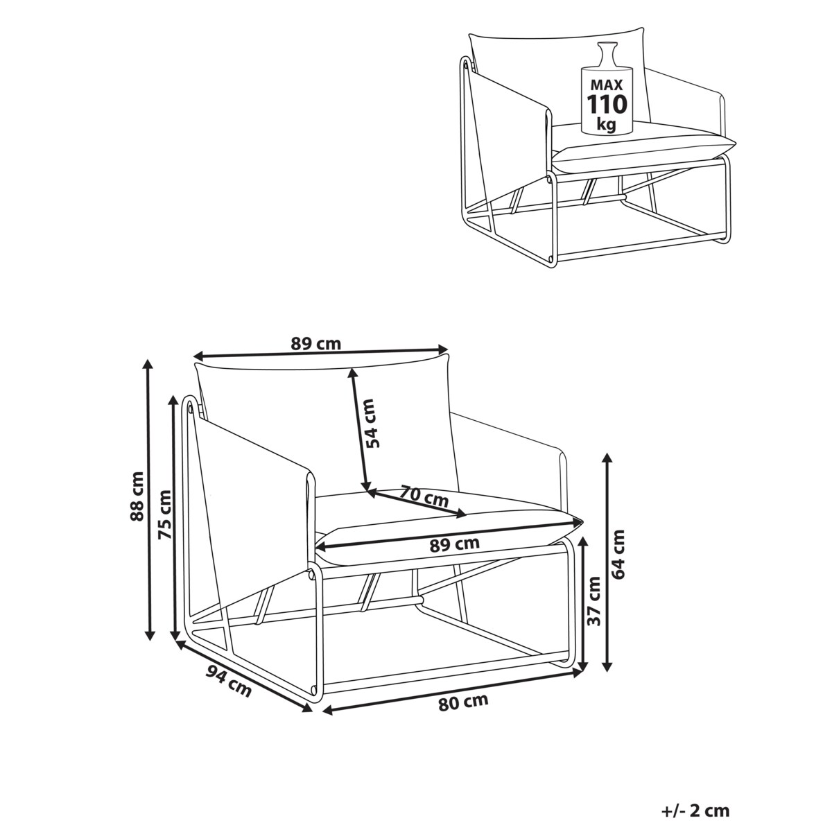 Krzesło ogrodowe z poduszką PONTE Metal Szary