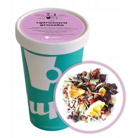 Najlepsza sypana herbata owocowa CYTRUSOWA GRUSZKA EKO hibiskus 180g napar