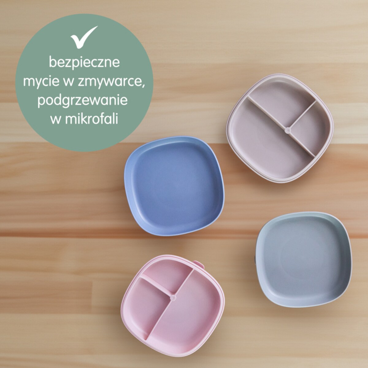 Talerzyk z przyssawką dla dzieci BLW – trójdzielny zaokrąglony 2w1 latte b.box