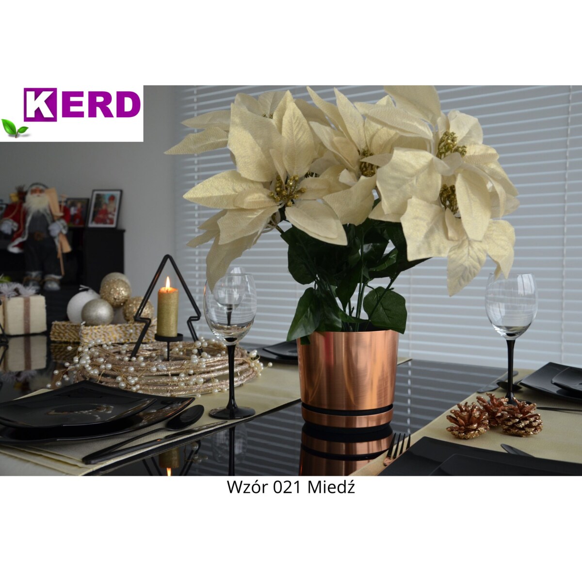 32 cm wzór MIEDŹ Doniczka z podstawką glamour elegancka nowoczesna industrialna loft miedziany efekt metalu duża szeroka donica