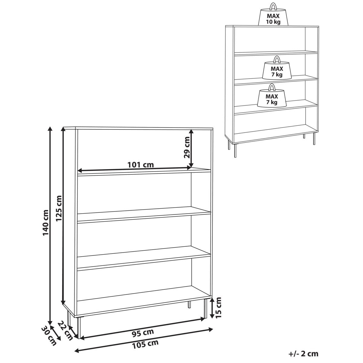 Regał 4 półki NANTON Drewno Ciemne drewno