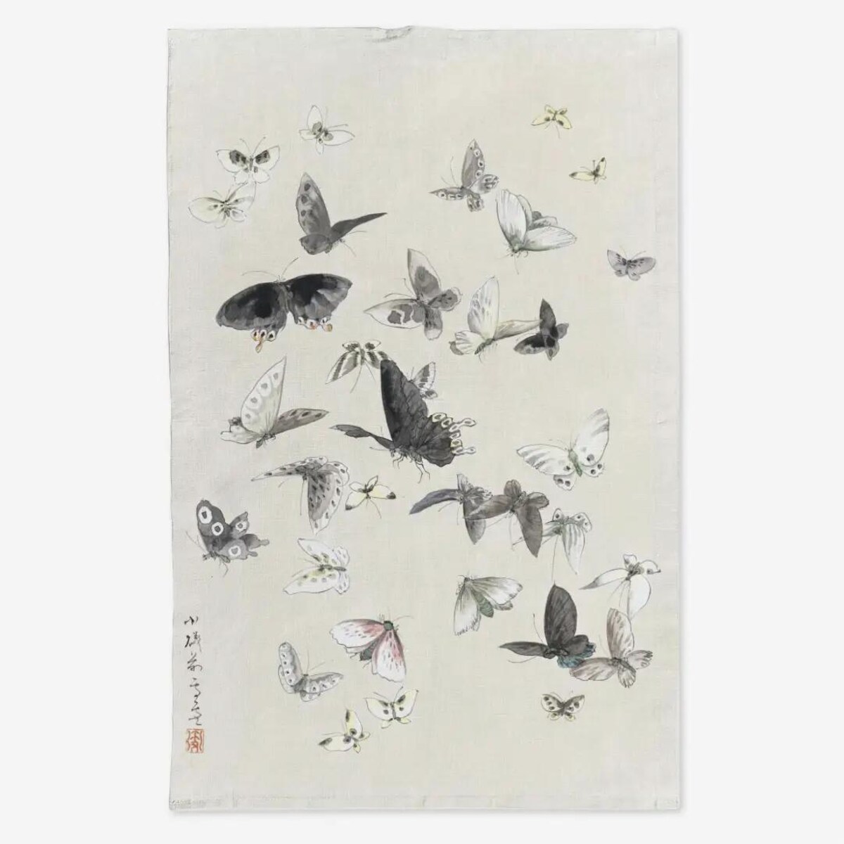 Lniany ręcznik kuchenny - motyle