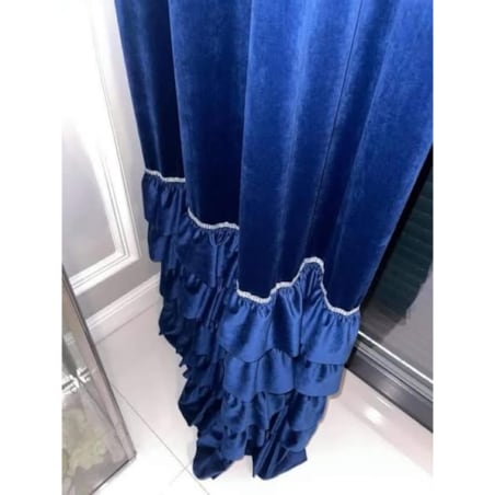 Zasłona welurowa z falbanami od dołu 140x250 cm granat