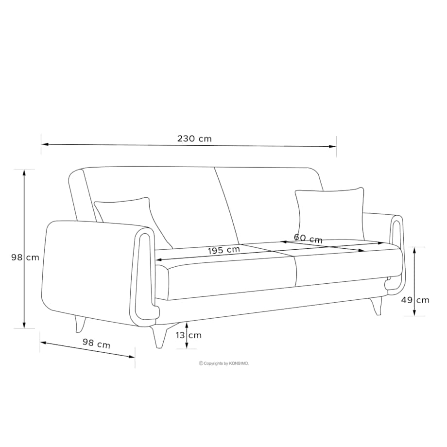 KONSIMO GUSTAVO II Sofa 3-osobowa, kolor żółty