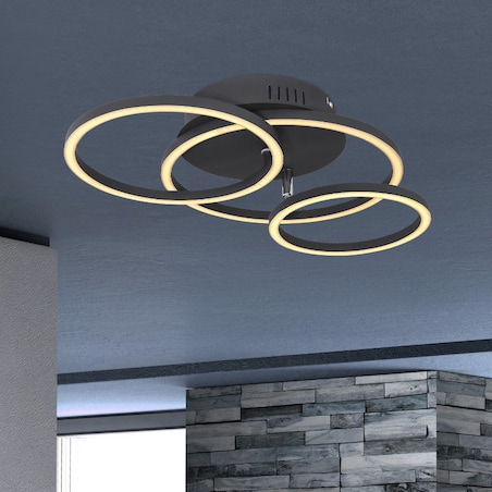 LAMPA sufitowa KENDY 67233-30S Globo metalowa OPRAWA geometryczna LED 30W 3000K pierścienie czarne rings