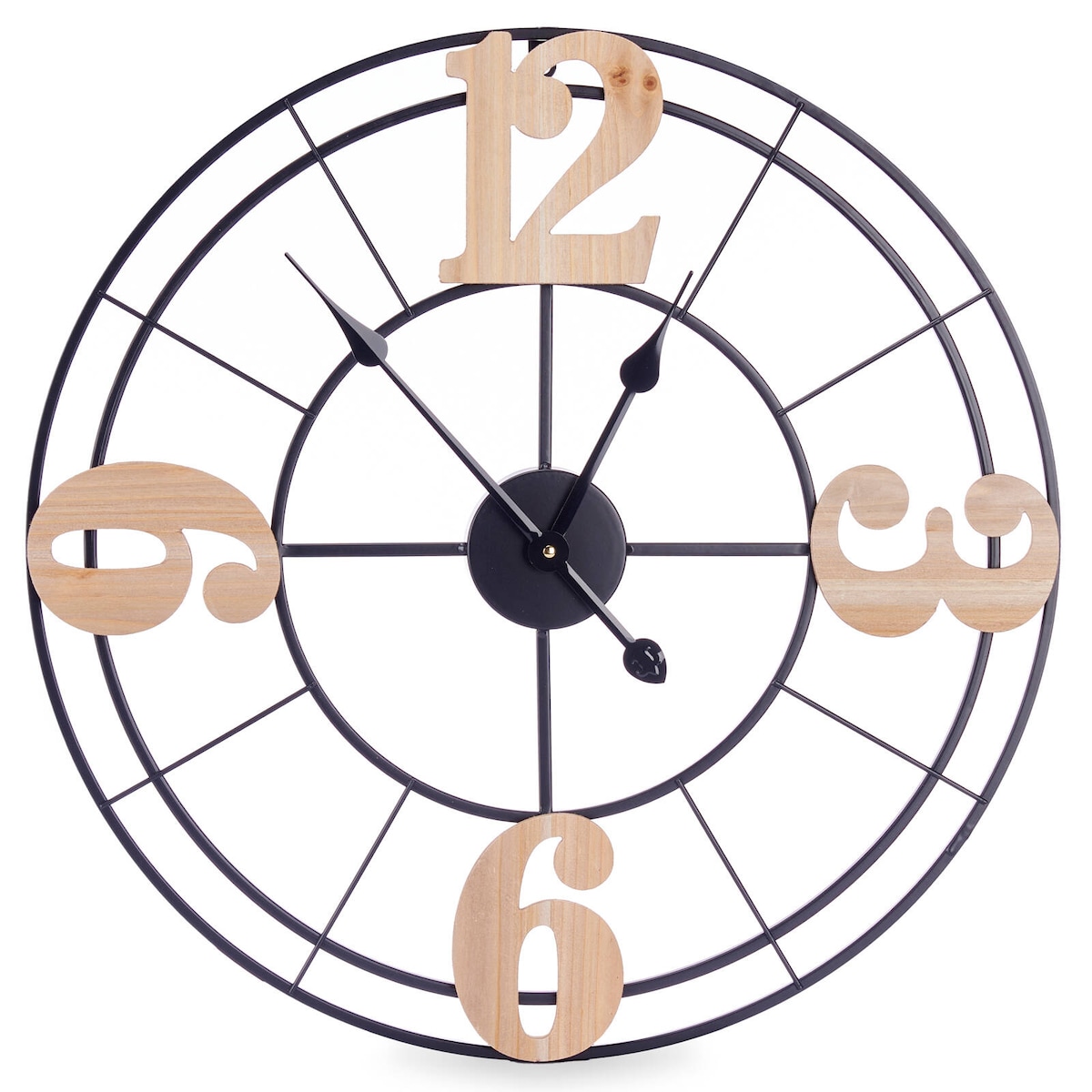 Zegar na ścianę loft z minimalistyczną tarczą, 60 cm