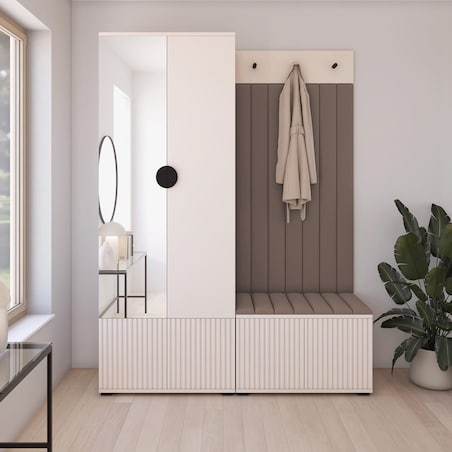 Garderoba ryflowana z lustrem Ritmo wersja 1 Trinity 06 Cashmere