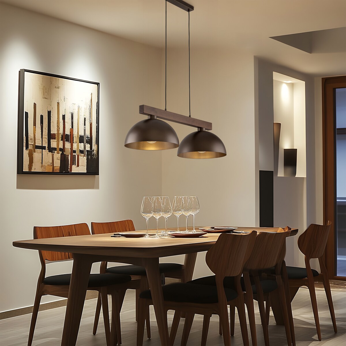 Lampa wisząca TK Lighting OSLO BROWN 4507, 2xE27, regulowana, industrialna, metal i drewno, brązowa
