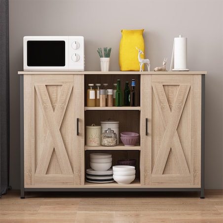 Kredens szafka boczna z otwartymi półkami komoda sonoma kuchnia salon loft