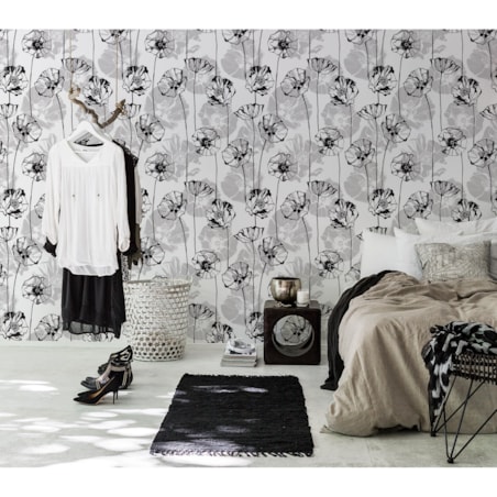Tapeta Czarno-białe maki, 416x254cm