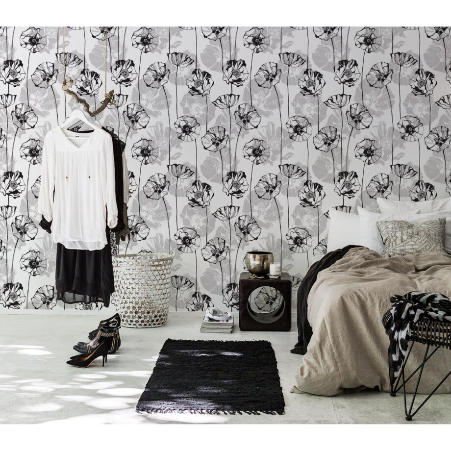 Tapeta Czarno-białe maki, 416x254cm