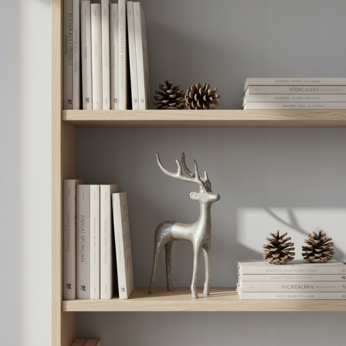 FIGURKA RENIFER JELEŃ SREBRNA 20cm LOFT METAL ŚWIĄTECZNA NA ŚWIĘTA PREZENT