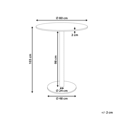 Stół barowy MORELLA Czarny/ ciemny brąz 80 cm 80 cm