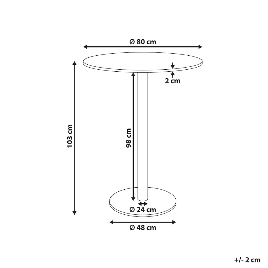 Stół barowy MORELLA Czarny/ ciemny brąz 80 cm 80 cm