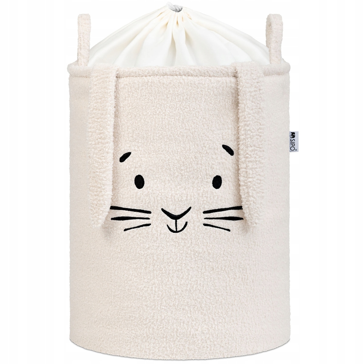 kosz na zabawki sipo, wersja premium boucle, zamykany na ściągacz, kremowy królik, xl