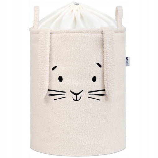 kosz na zabawki sipo, wersja premium boucle, zamykany na ściągacz, kremowy królik, xl