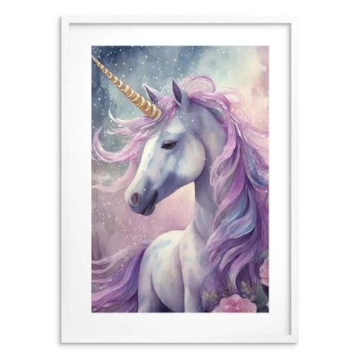 Obraz Plakat Dekoracja w Białej ramie Koń do pokoju dla dziewczynki 50x70