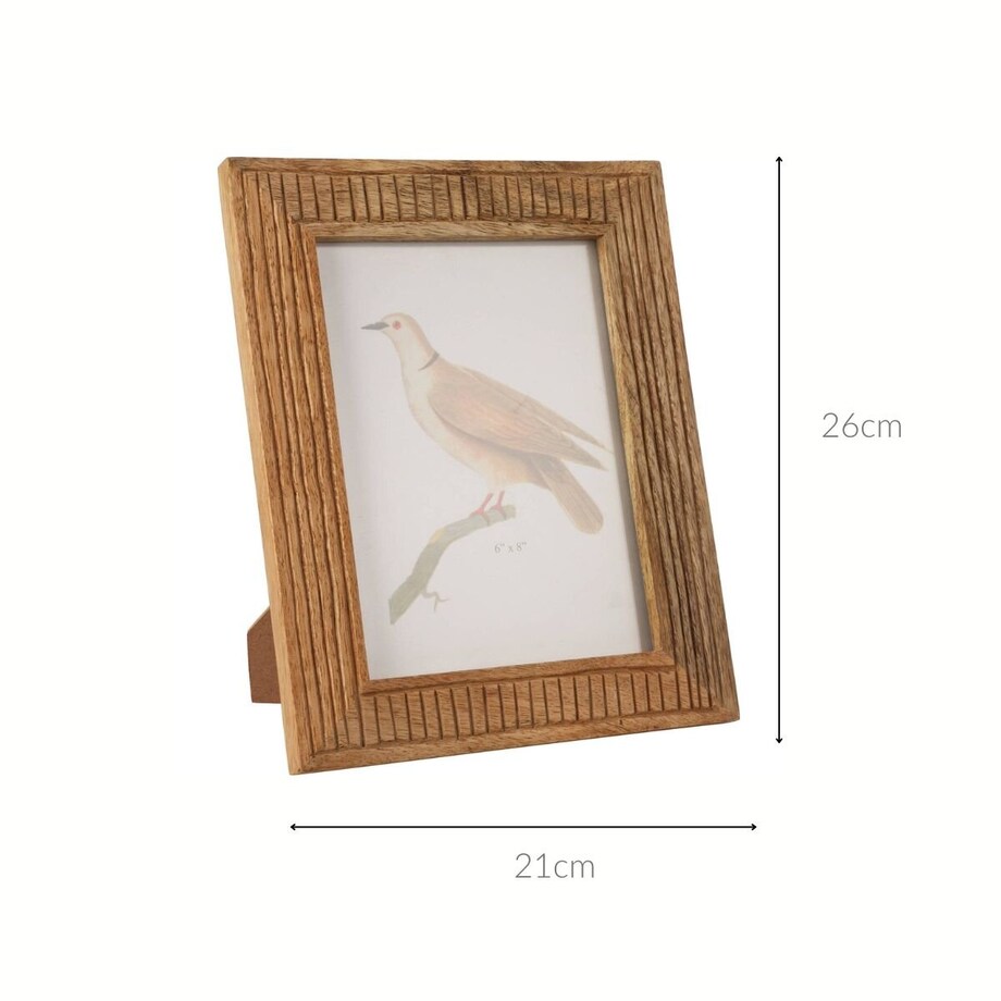 Stojąca ramka na zdjęcie z ozdobną ramą z drewna mango, 15 x 20 cm