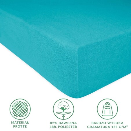 Prześcieradło frotte z gumką 120x200 kolor turkus