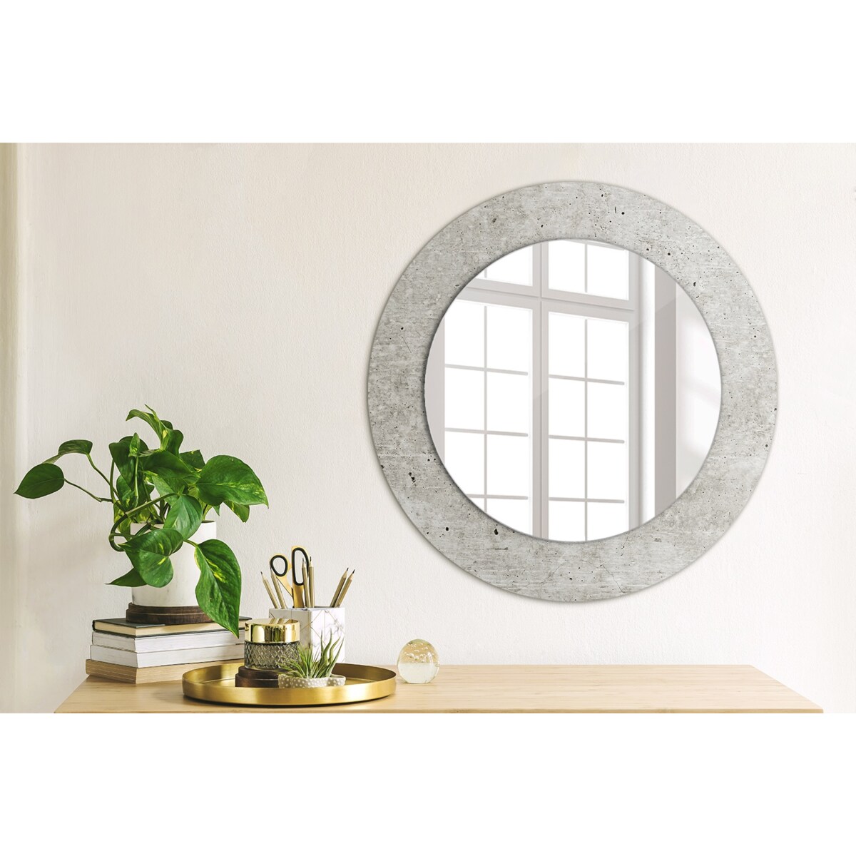 Lustro z nadrukiem Ø 50 - Ø 36 cm Industrialny kamień