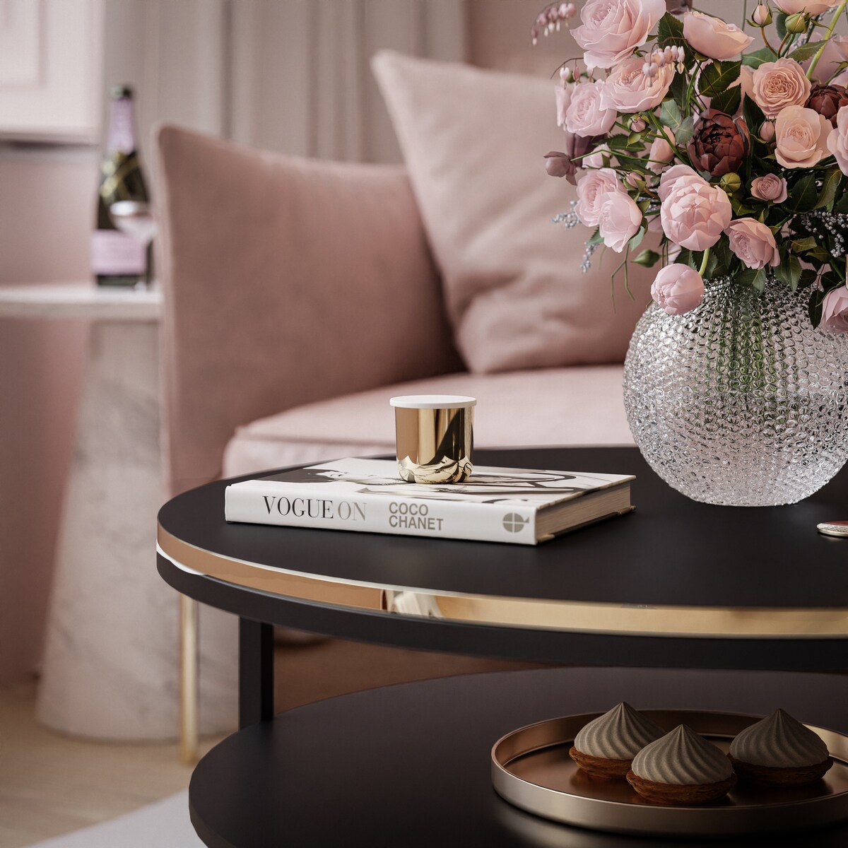 Stolik kawowy COREIL z półką czarny mat