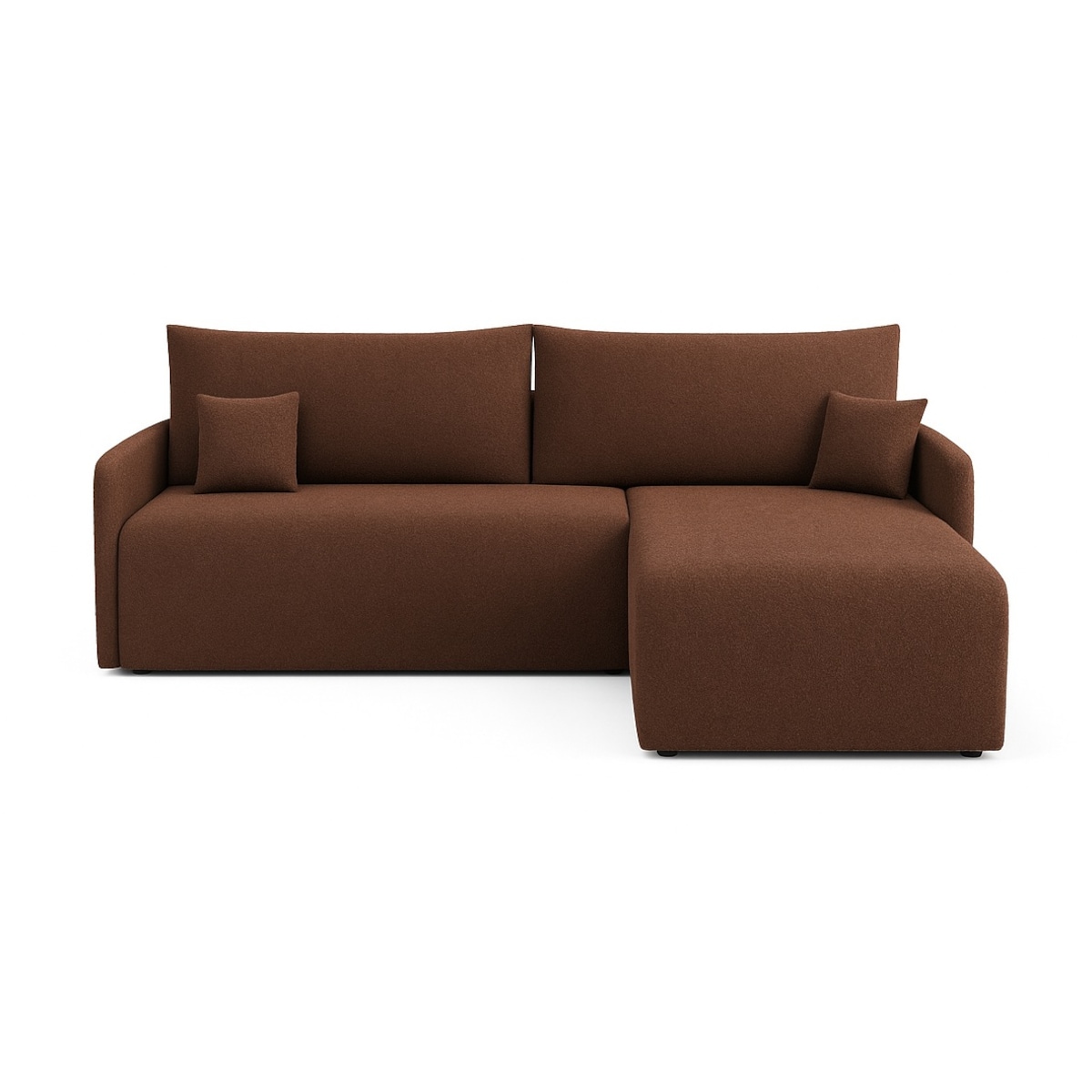 Narożnik z funkcją spania VALIA i pojemnikiem na pościel, ceglasty