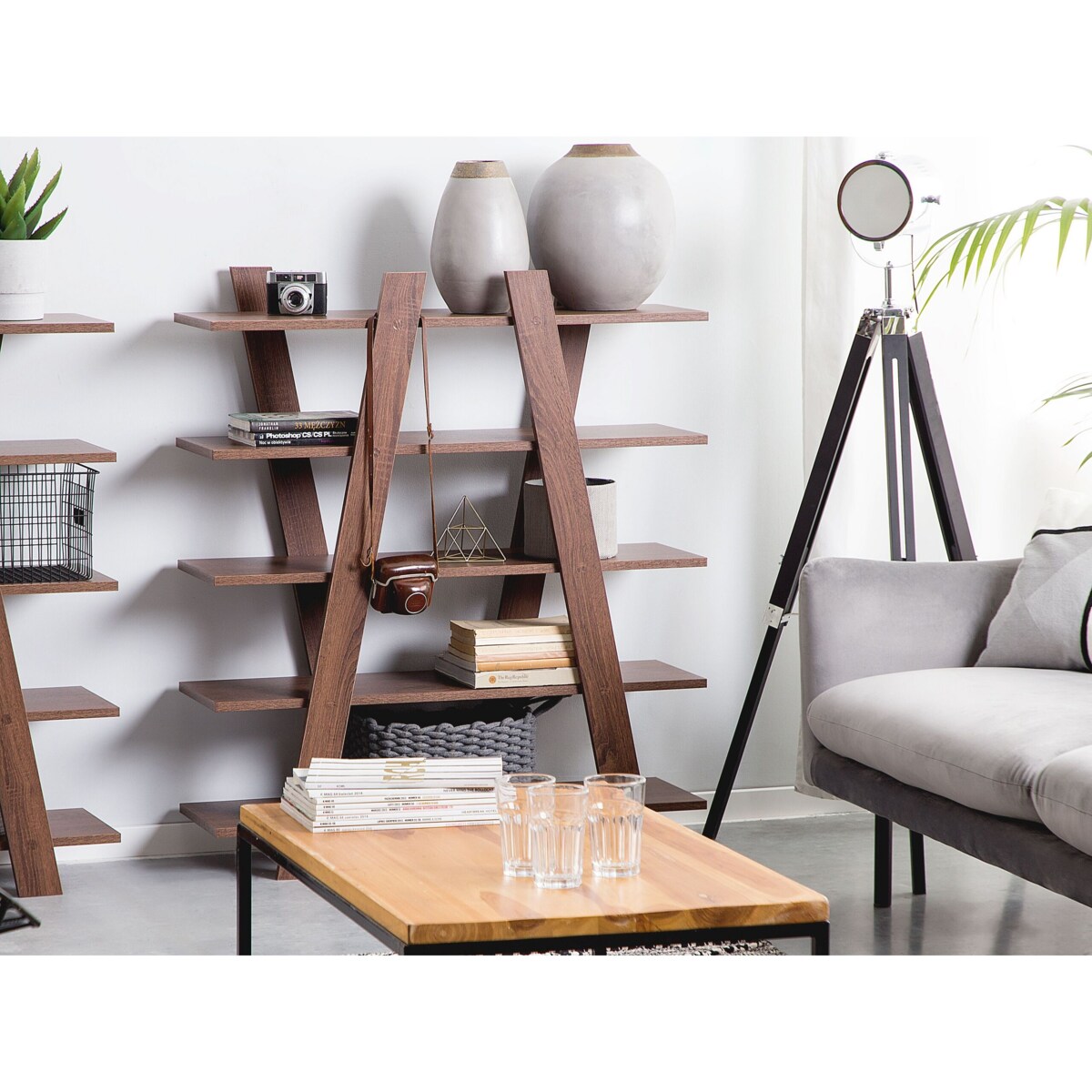 Regał 5 półek ciemne drewno ESCALANTE