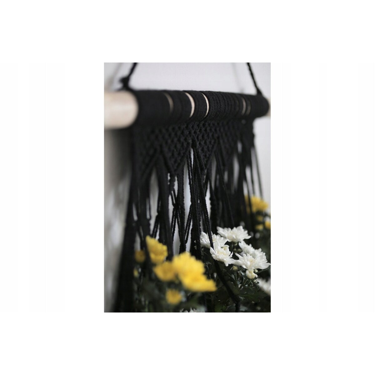 KWIETNIK MAKRAMA NA 5 DONICZEK CZARNA