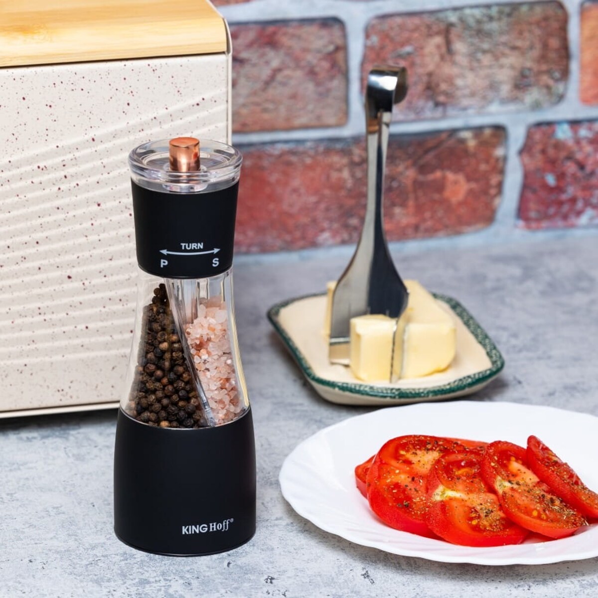 Młynek do soli i pieprzu 2 w 1 czarny KINGHOFF Duet