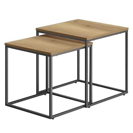 Stolik Kawowy Kwadrat 2Szt Dąb, Czarny
