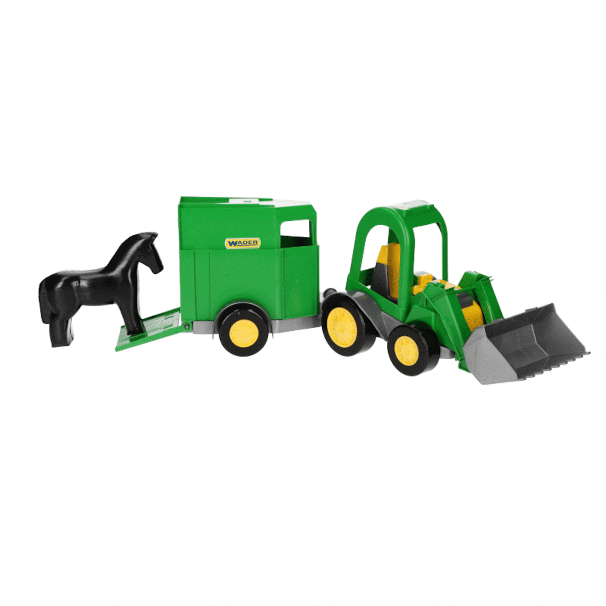 Farmer traktor ładowarka z przyczepą na konia w kartonie