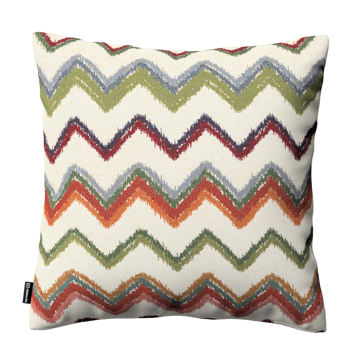 Poszewka Kinga na poduszkę 50x50 czerwono-zielone zygzaki na kremowym tle