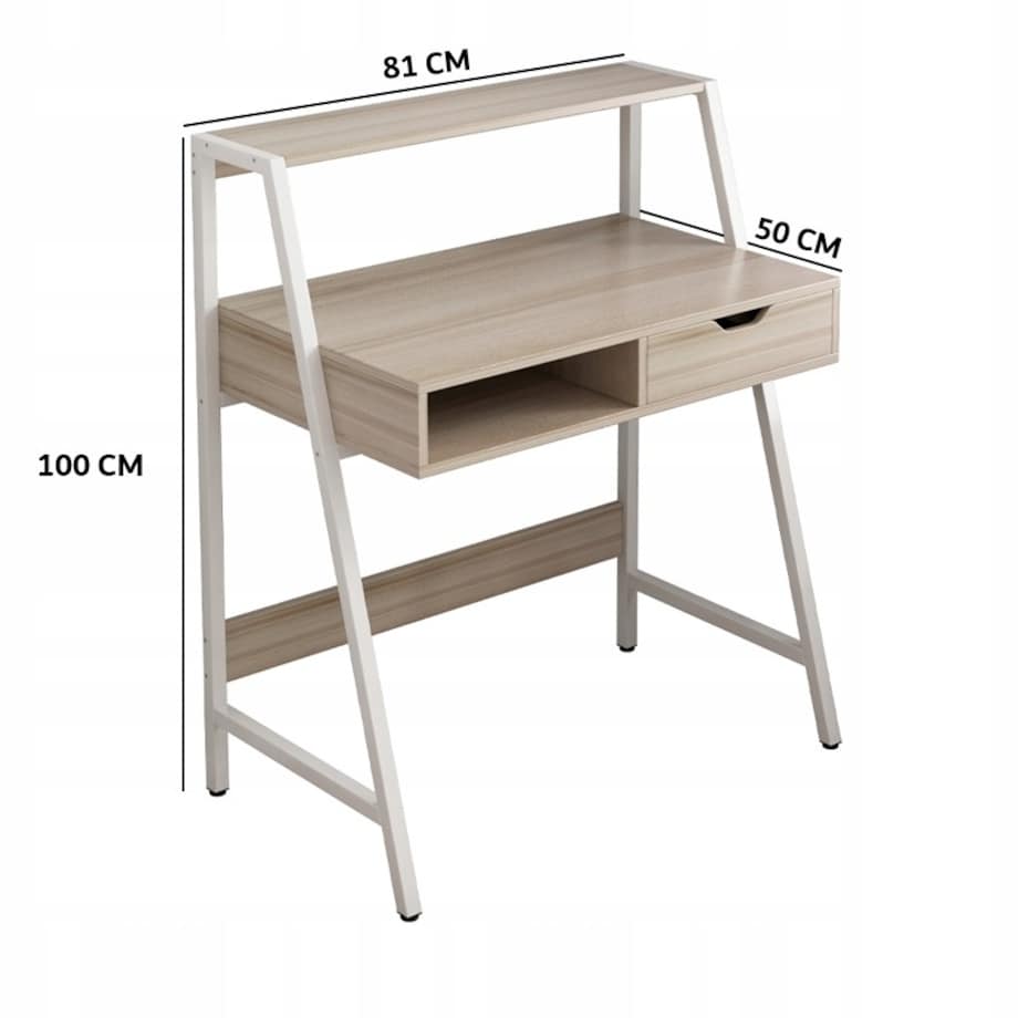 Biurko Komputerowe Białe Szkolne Stolik Loft Industrialne Z Szufladą