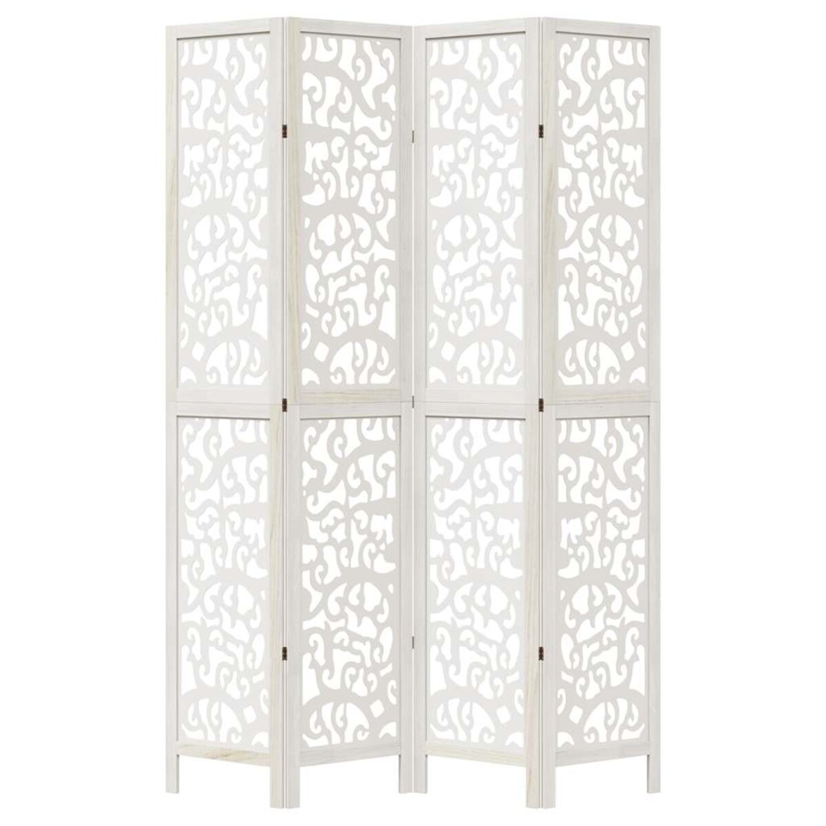 vidaXL Parawan pokojowy, 4-panelowy, biały, lite drewno paulowni
