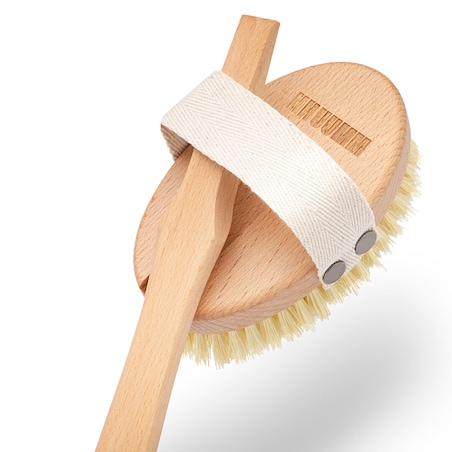 Szczotka do masażu ciała na sucho – włókno tampico, wersja z kijem, No.2P