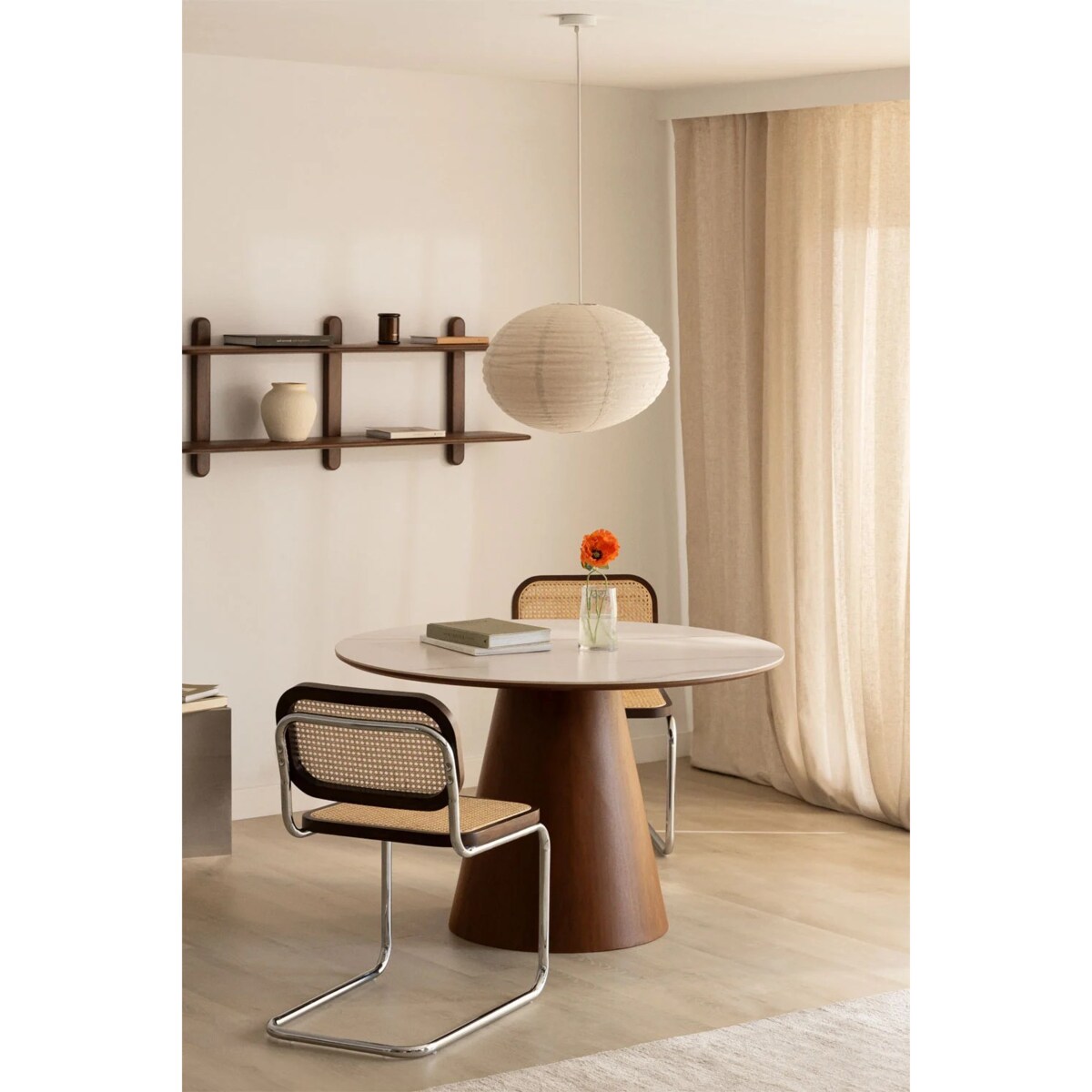 Stół jadalniany z ceramicznym blatem Ø120 cm Aura orzechowy