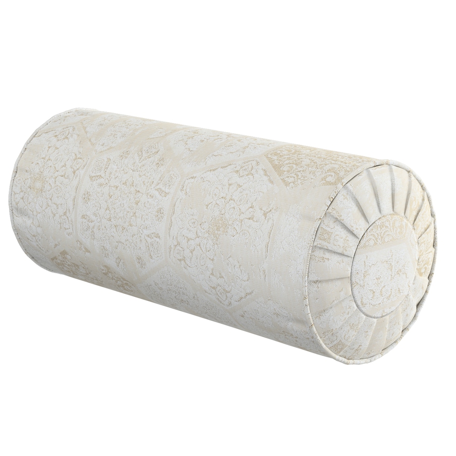 Poduszka wałek z zakładkami, szaro-beżowy ornament, Ø20 x 50 cm, Secret Garden