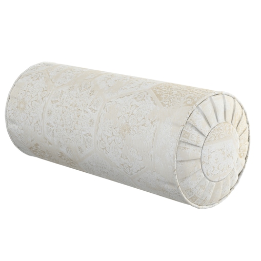 Poduszka wałek z zakładkami, szaro-beżowy ornament, Ø20 x 50 cm, Secret Garden