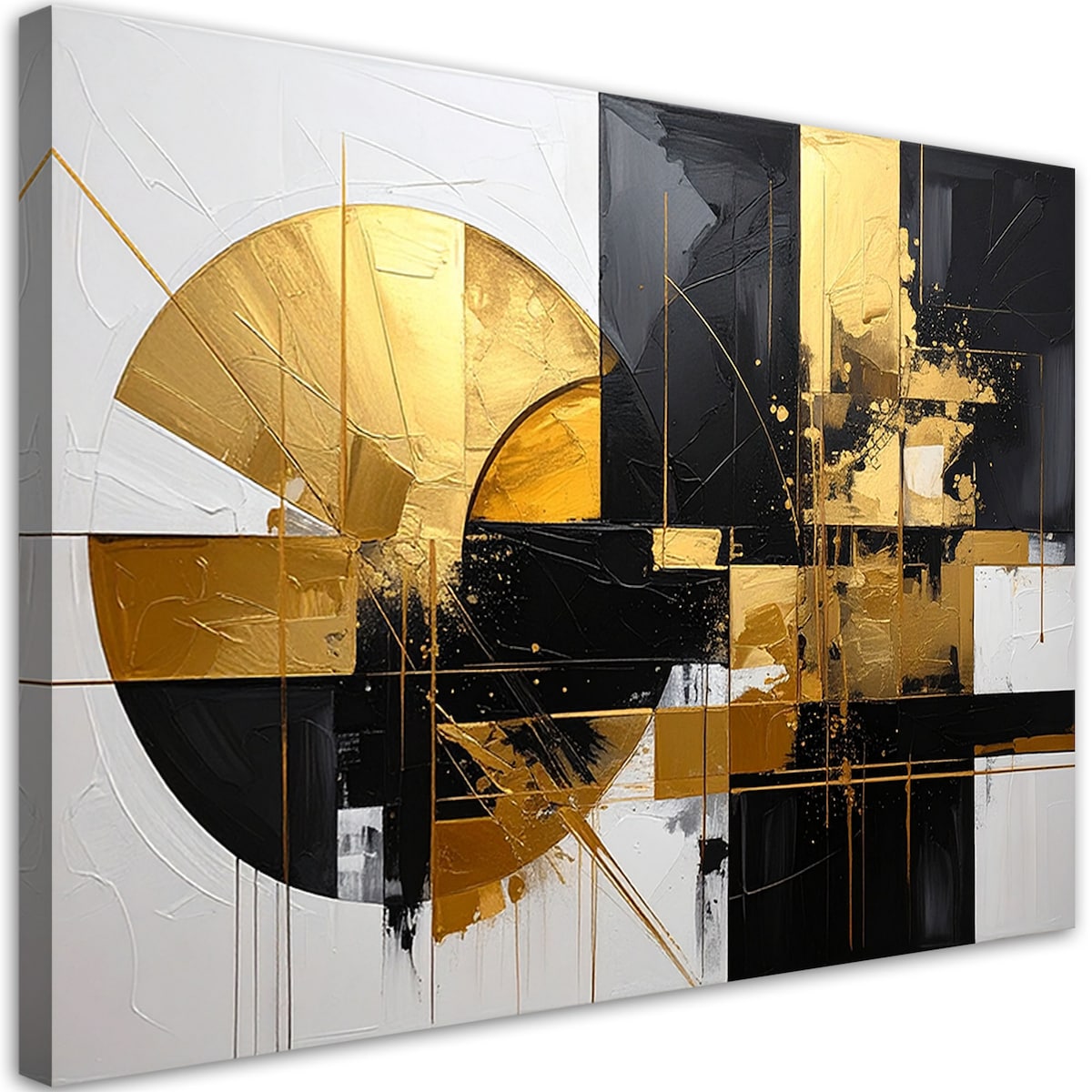 Obraz do salonu sypialni biura, Geometryczna abstrakcja złote akcenty