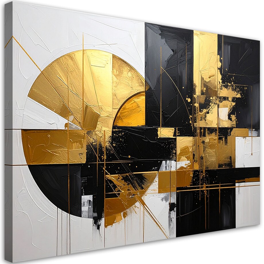 Obraz do salonu sypialni biura, Geometryczna abstrakcja złote akcenty