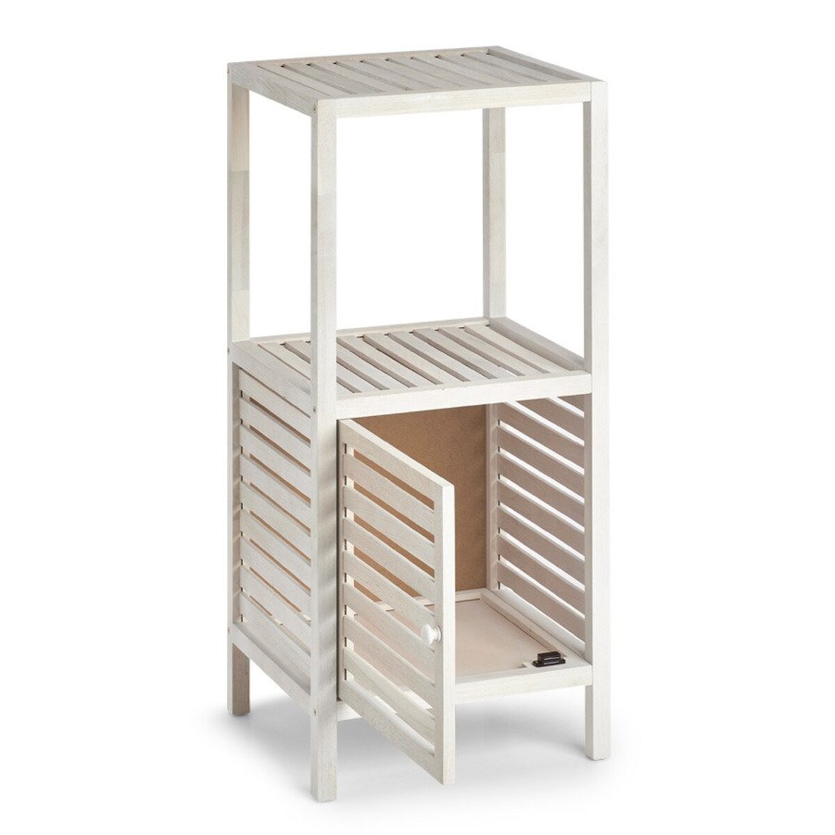 Regał łazienkowy z szafką drewniany, 2 poziomy, ZELLER