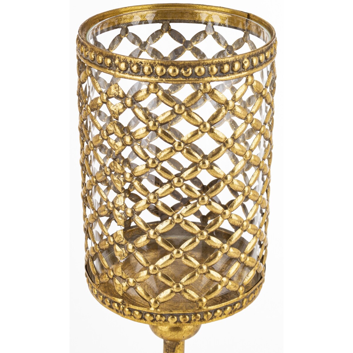 Świecznik metalowy z kloszem 43,5x13x13 cm GABBIA-2 złota