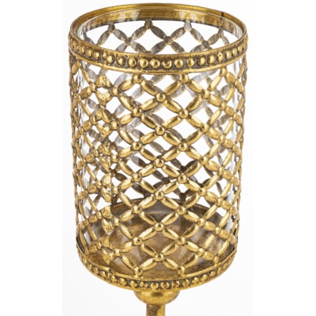 Świecznik metalowy z kloszem 43,5x13x13 cm GABBIA-2 złota