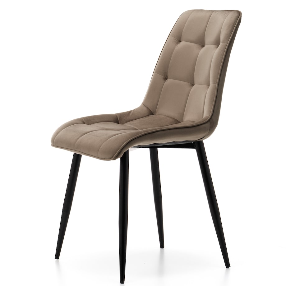 Krzesło tapicerowane welurowe CHIC velvet ciemnobeżowy do salonu jadalni